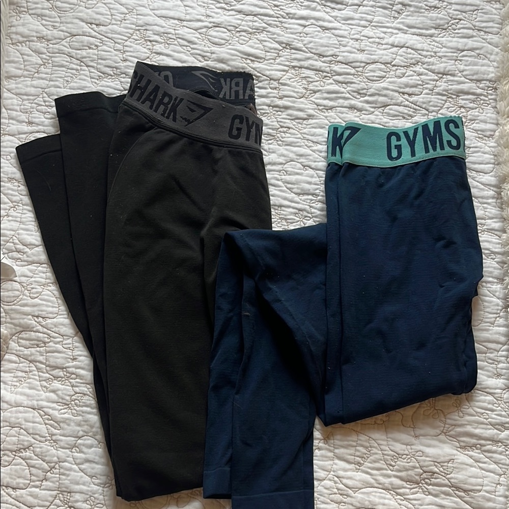 Gymshark Black and Blue Leggings for Active Wear